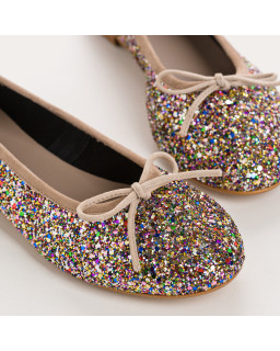 Flat ballerinas with steeped fabric knot with rounded butt