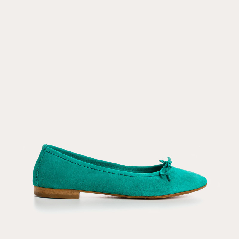Flat ballerinas with suede knot with rounded butt