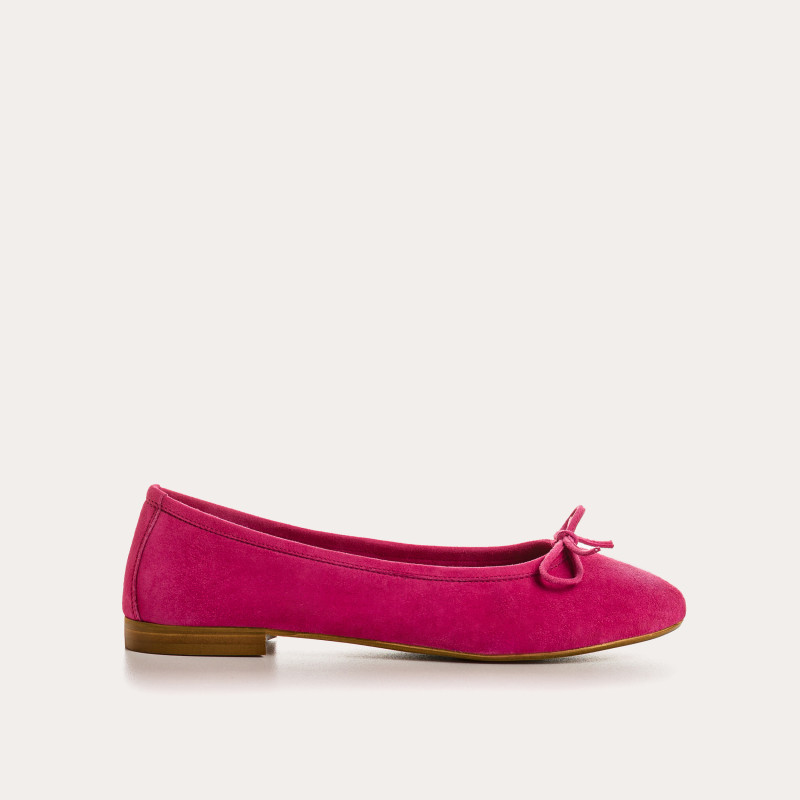 Flat ballerinas with suede knot with rounded butt