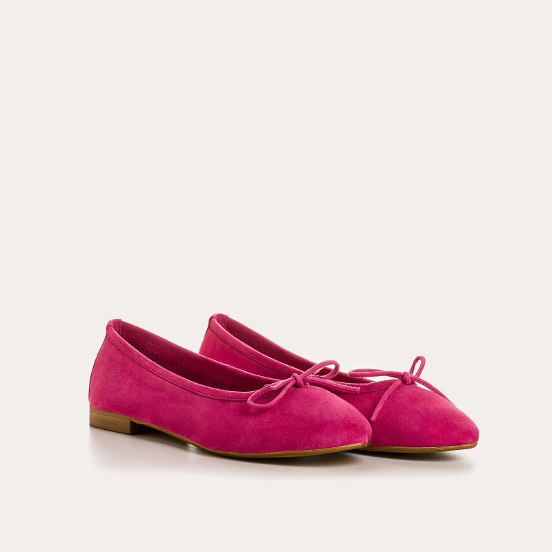 Flat ballerinas with suede knot with rounded butt