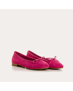 Flat ballerinas with suede knot with rounded butt