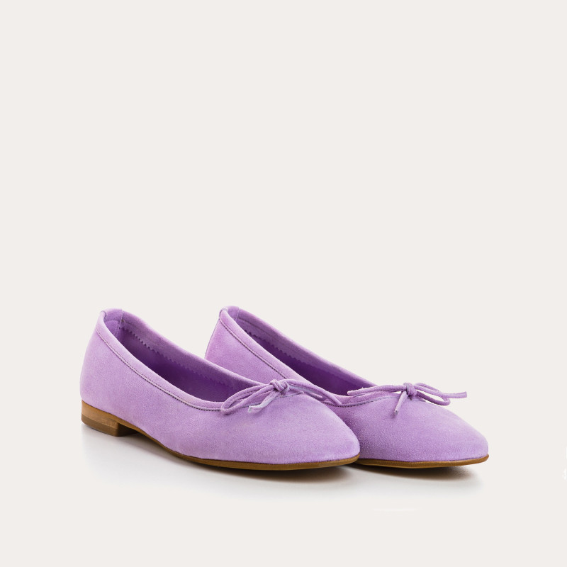 Flat ballerinas with suede knot with rounded butt