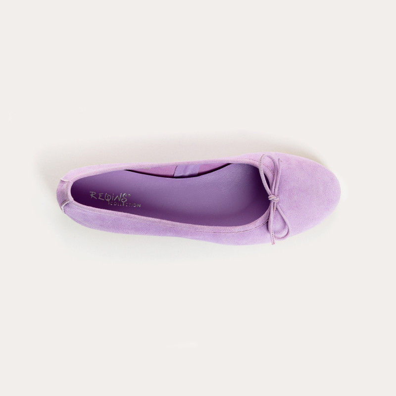 Flat ballerinas with suede knot with rounded butt