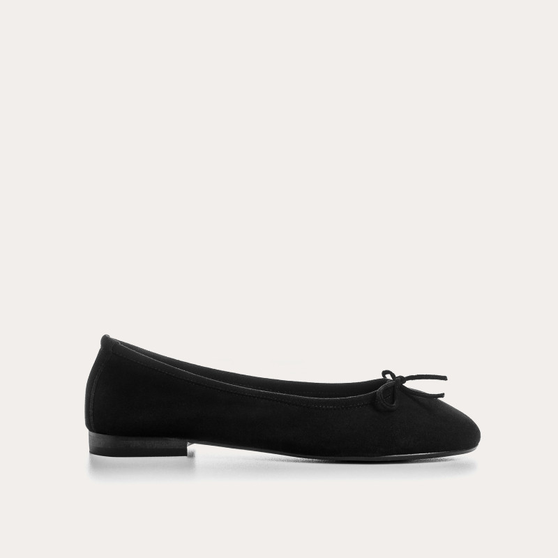 Flat ballerinas with suede knot with rounded butt