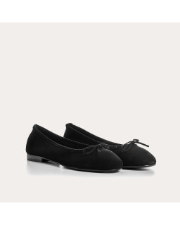 Flat ballerinas with suede knot with rounded butt