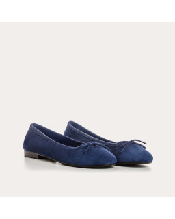 Flat ballerinas with suede knot with rounded butt