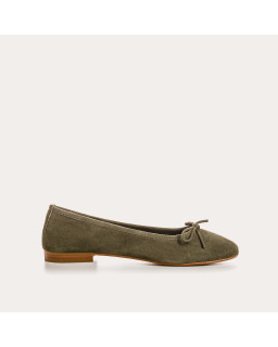 Flat ballerinas with suede knot with rounded butt
