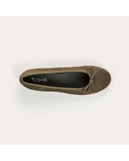Flat ballerinas with suede knot with rounded butt