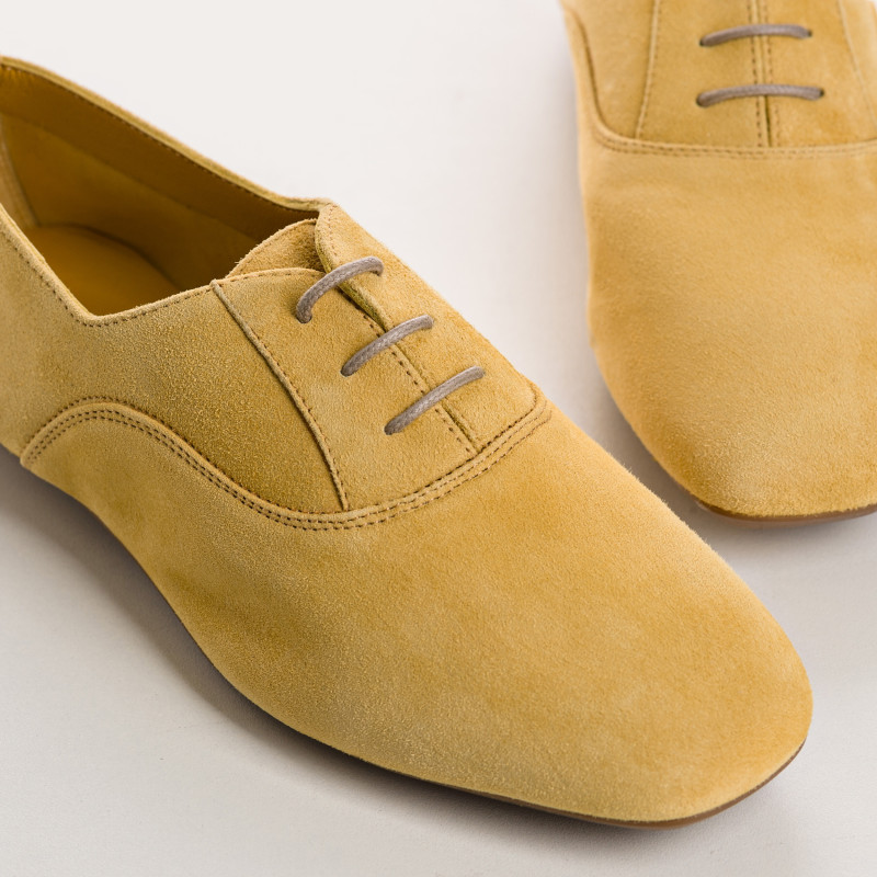 Suede flat derbies