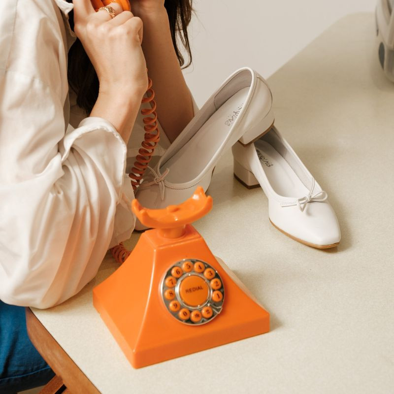 Leather heel ballerinas