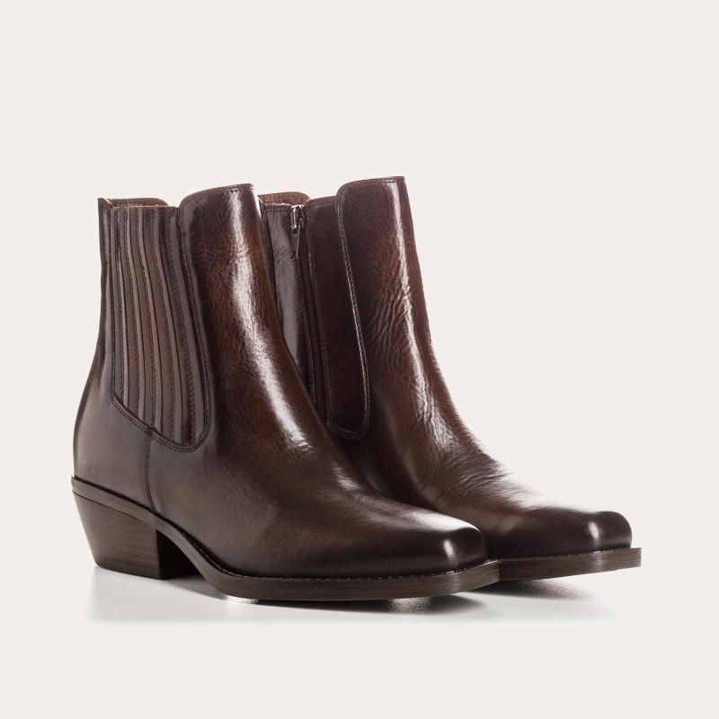 Boots brown style santiags leather with interior zip