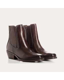 Boots brown style santiags leather with interior zip