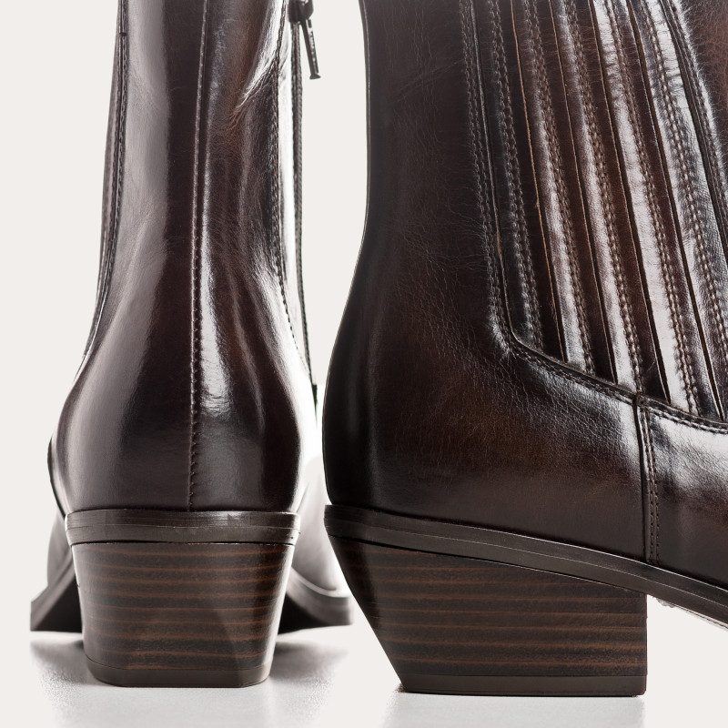 Boots brown style santiags leather with interior zip