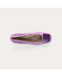 Suede heel ballerinas with silk accessories