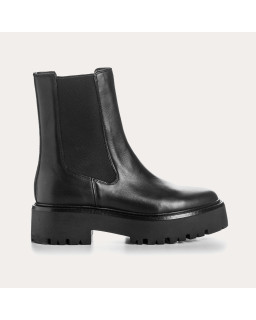 Boots Chelsea noires en cuir avec élastiques