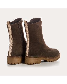 Boots Chelsea en cuir velours avec élastiques et zip intérieur