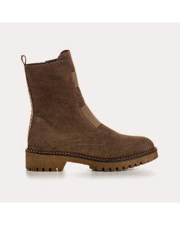 Boots chelsea velvet leather with elastic and interior zip