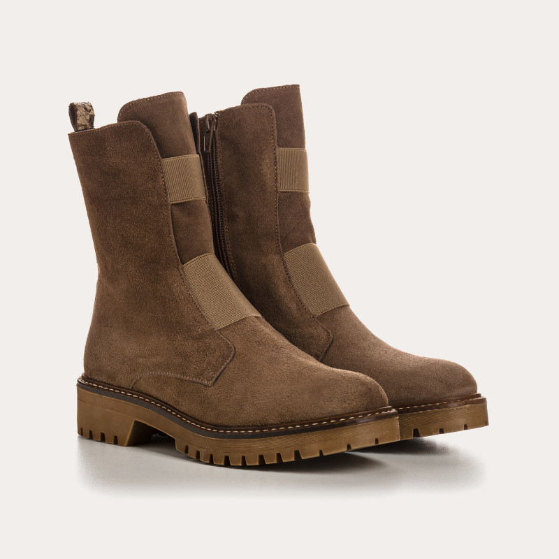 Boots chelsea velvet leather with elastic and interior zip