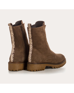 Boots chelsea velvet leather with elastic and interior zip