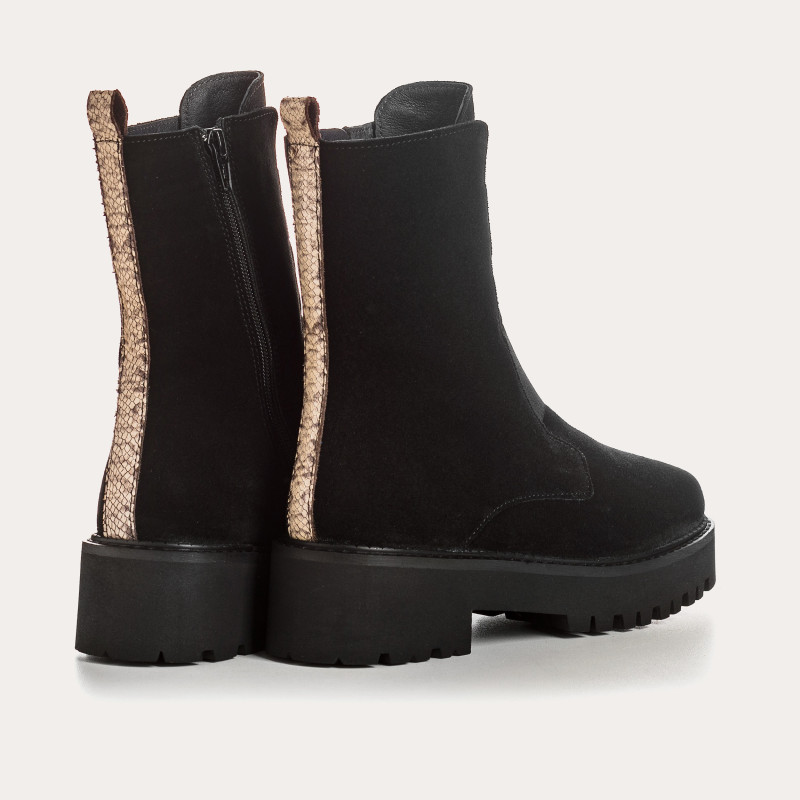 Boots Chelsea flat velvet leather with elastic