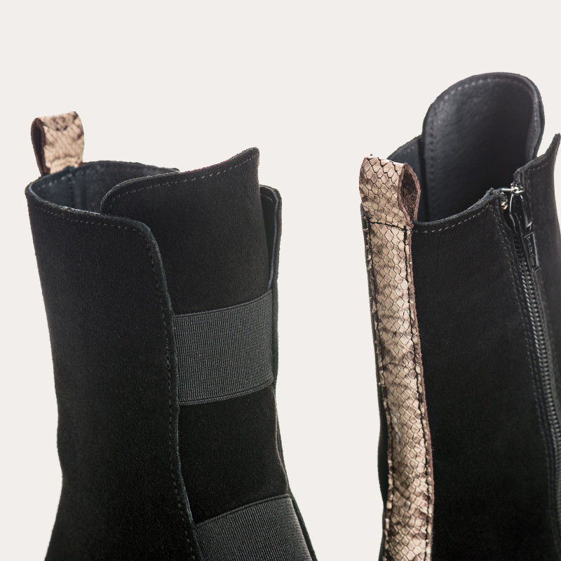 Boots Chelsea flat velvet leather with elastic