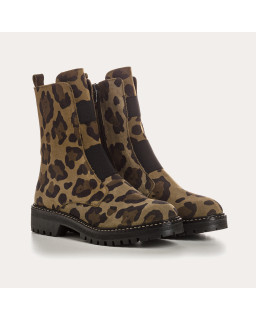 Boots Dusky - Leopard Leopard Velvet Leather Shoes | Reqins