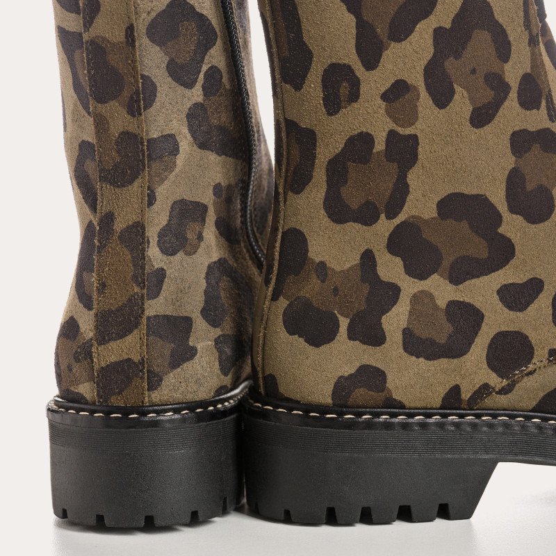 Boots Dusky - Leopard Leopard Velvet Leather Shoes | Reqins