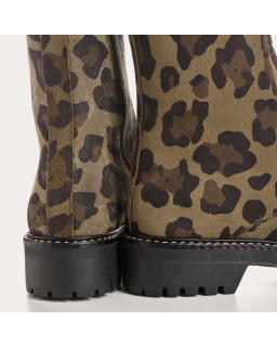 Boots Dusky - Leopard Leopard Velvet Leather Shoes | Reqins