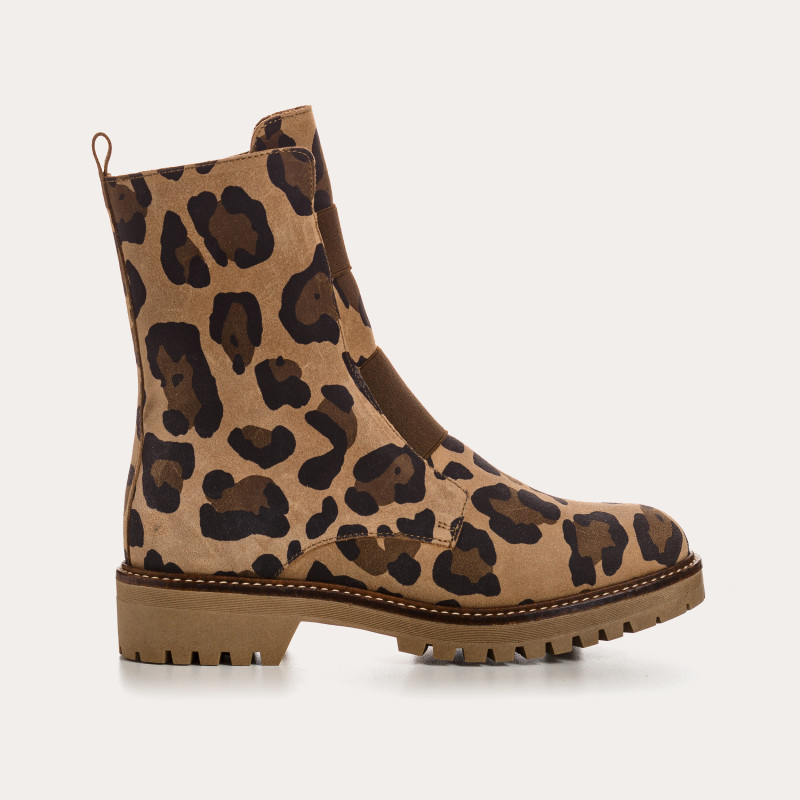 Boots Dusky - Leopard Leopard Velvet Leather Shoes | Reqins