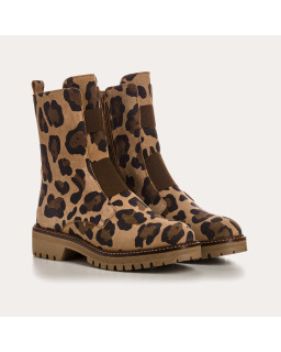 Boots Dusky - Leopard Leopard Velvet Leather Shoes | Reqins