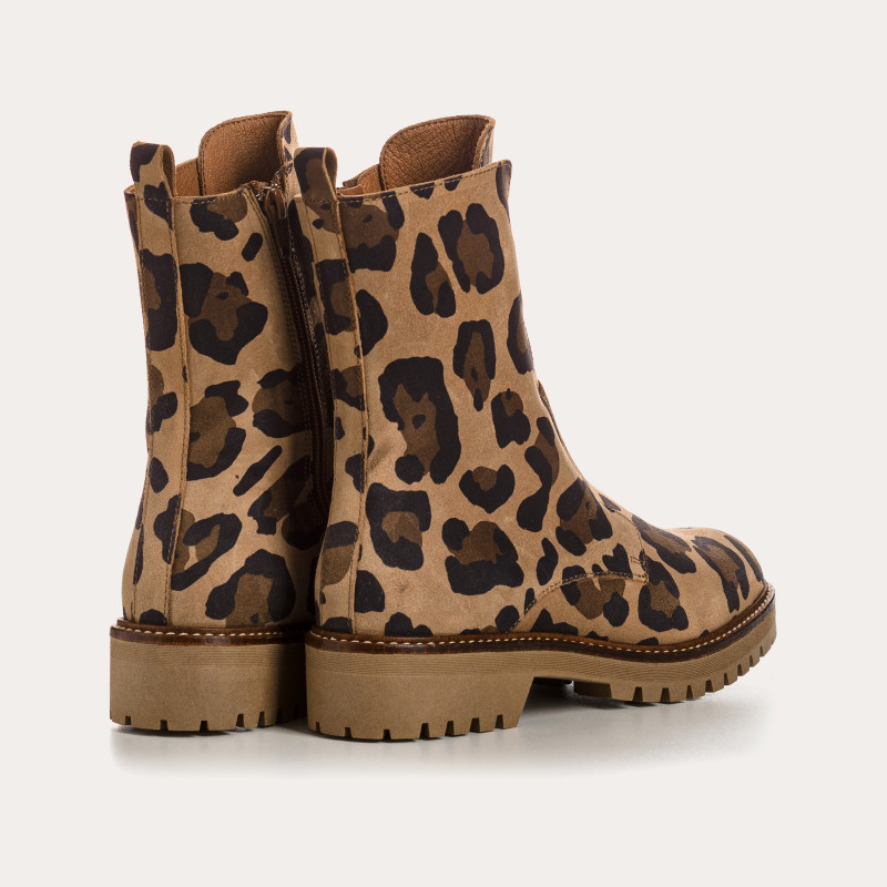 Boots Dusky - Leopard Leopard Velvet Leather Shoes | Reqins