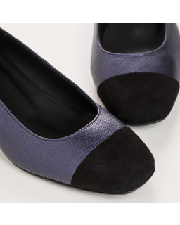 Ballerines à talons bicolores en cuir métallisé