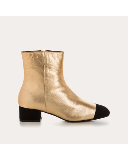 Silver and black metallic leather boots