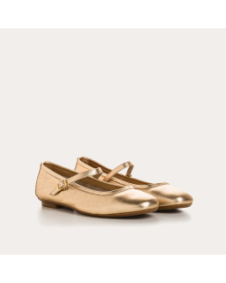 Mary Janes Honor Platinum in Metallic Leather - Bridles and Golden or Silver Loops