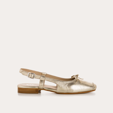Ballerines slingback Circee platine en cuir métallisé | Reqins