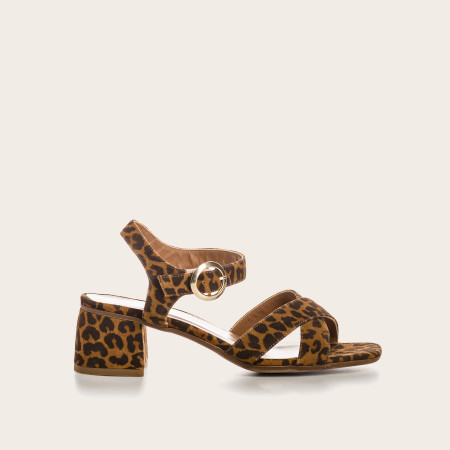 Ondine Sandals with Leopard Velvet Leather Leather | Reqins