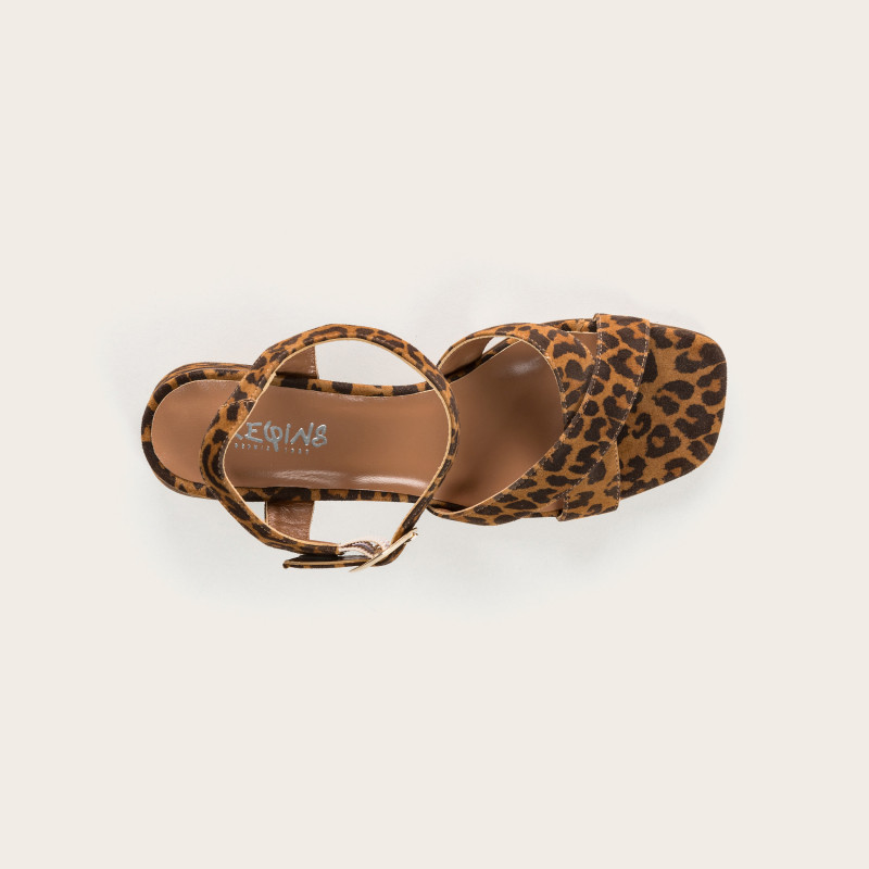 Ondine Sandals with Leopard Velvet Leather Leather | Reqins