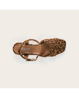 Ondine Sandals with Leopard Velvet Leather Leather | Reqins