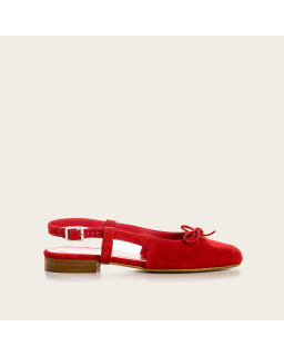 Ballerines slingback Circee noir en cuir velours | Reqins