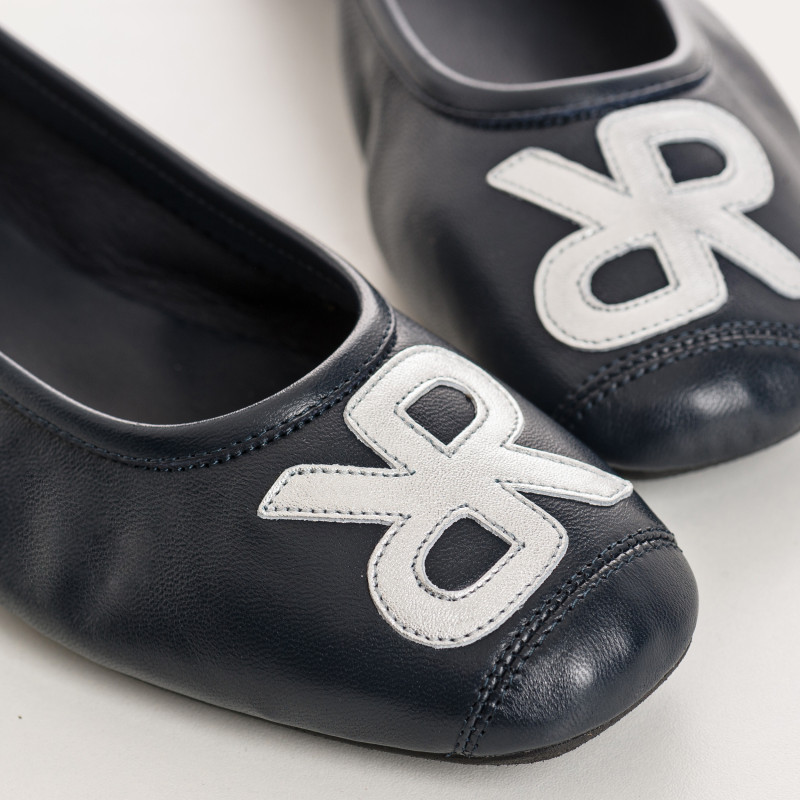 Hopa leather ballerinas with glittering embroidered pattern