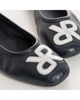 Hopa leather ballerinas with glittering embroidered pattern