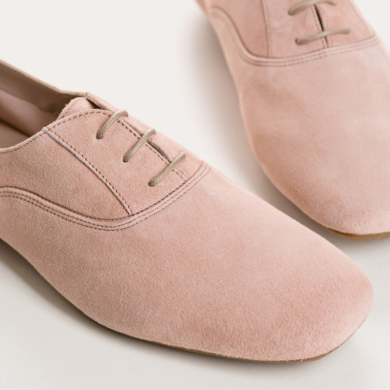 Suede flat derbies