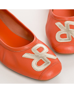 Hopa leather ballerinas with glittering embroidered pattern