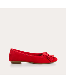 Hindi leather velvet ballerinas with fringes