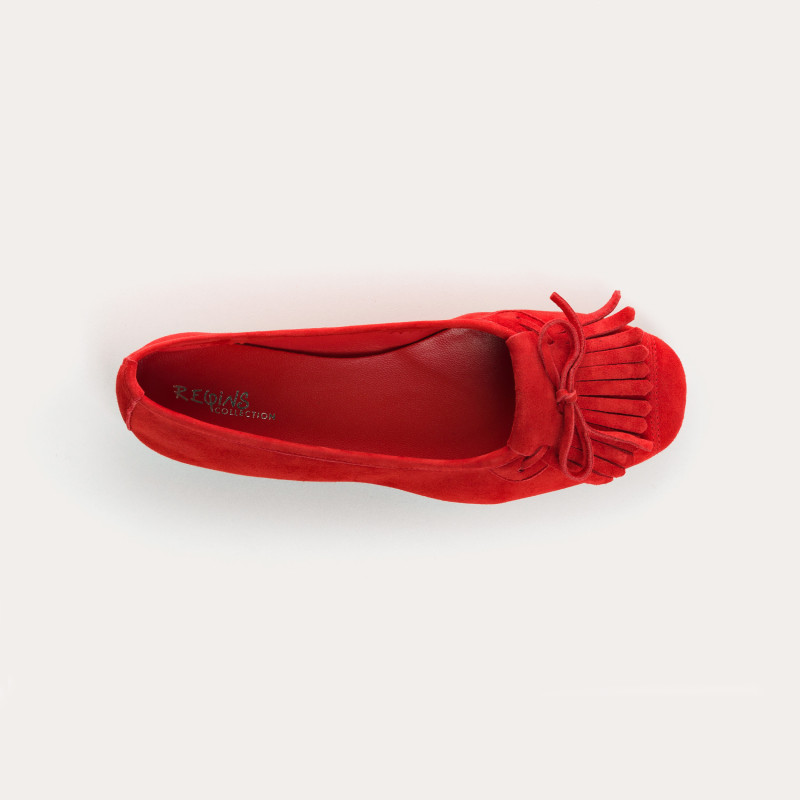 Hindi leather velvet ballerinas with fringes