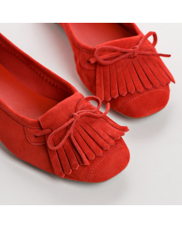 Hindi leather velvet ballerinas with fringes