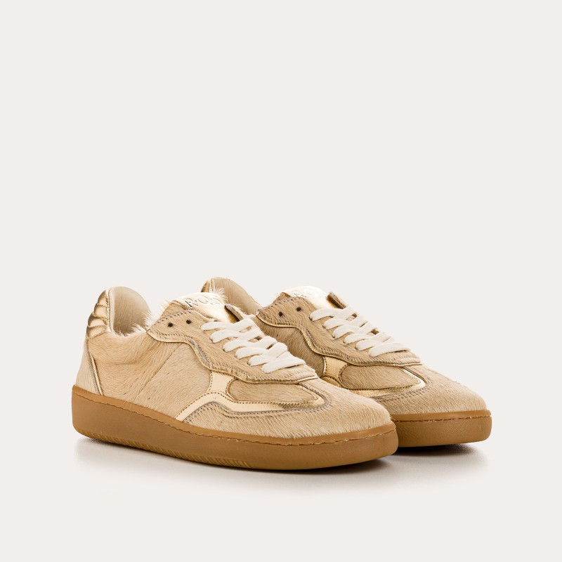Sneakers Athena Square Leather and Velvet - Reqins