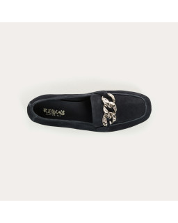 Hilda leather moccasins velvet | Elegance & Comfort - Reqins