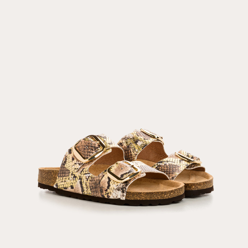 Mules Mercure Python Metal - Confort et éclat doré - Reqins