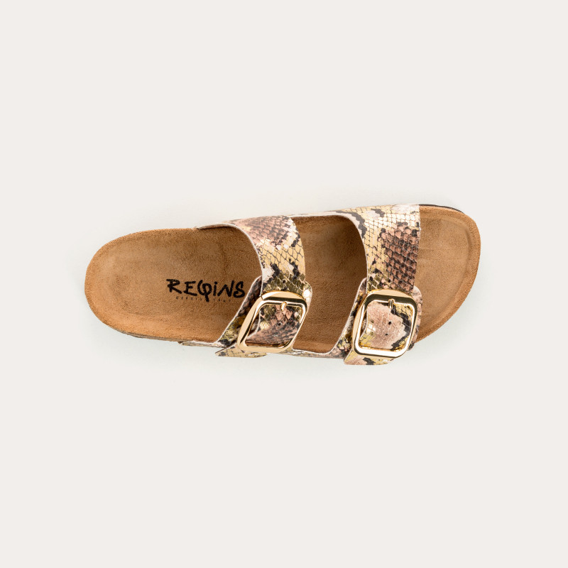 Mules Mercure Python Metal - Confort et éclat doré - Reqins